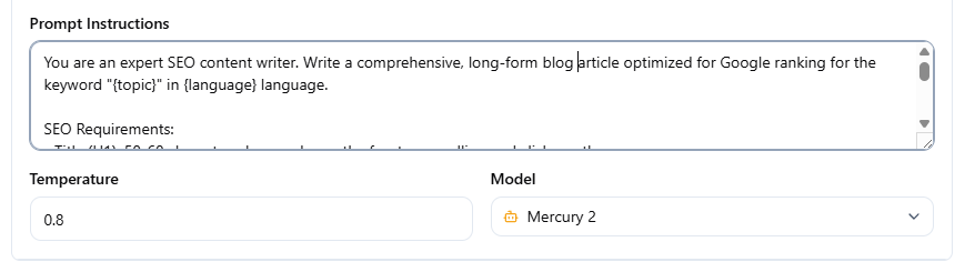 Prompt editor with variables